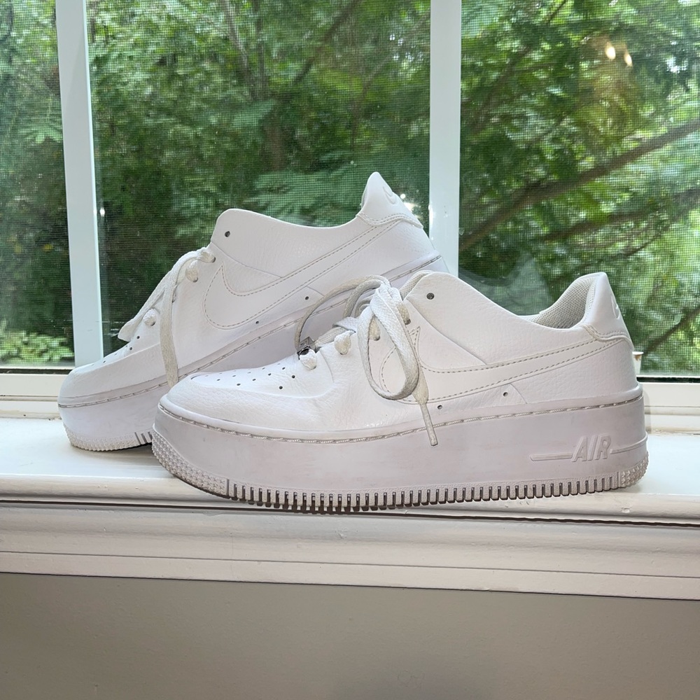 Nike Triple White Air Force One Sage Lows. *Platforms